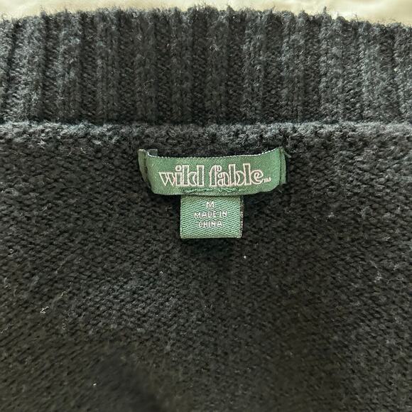 Wild Fable Black V-Neck Slouchy Cardigan Cropped Layering Topper Size M - Picture 4 of 7